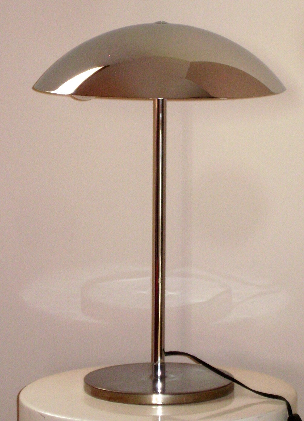 Mid- Century Modern Swiss Chrome Table Lamp by Lumesse For Sale