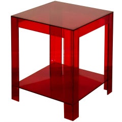 Mid-Century Modern Red Plexi Side Table