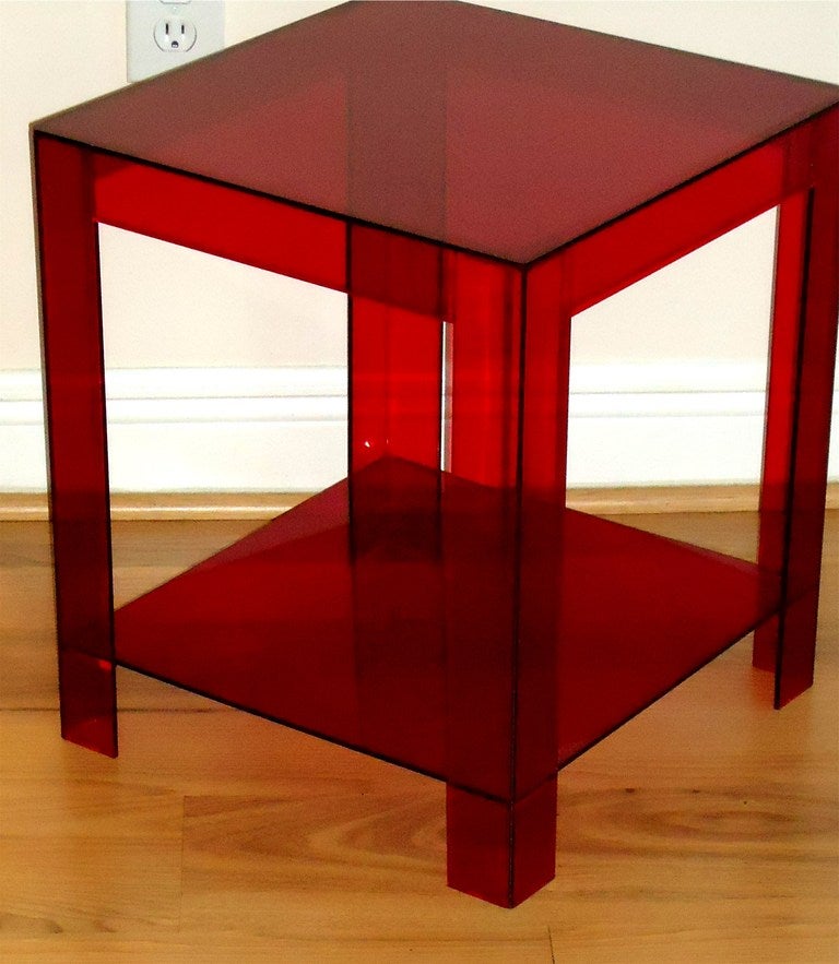 Mid-Century Modern Red Plexi Side Table