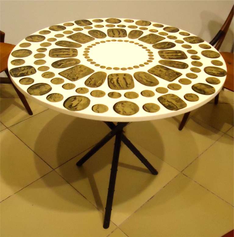 Signed Piero Fornasetti Medalion Coffee Table