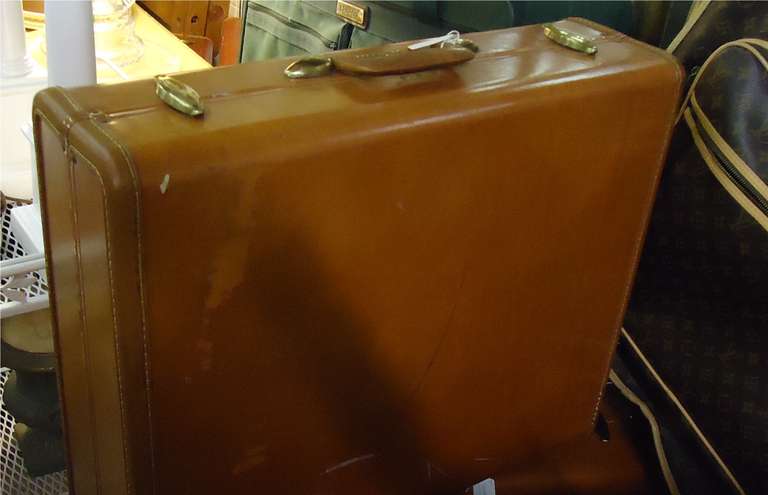Mid-Century Modern Five pieces of Samsonite Luggage Leather Suitcases Mid Century Modern