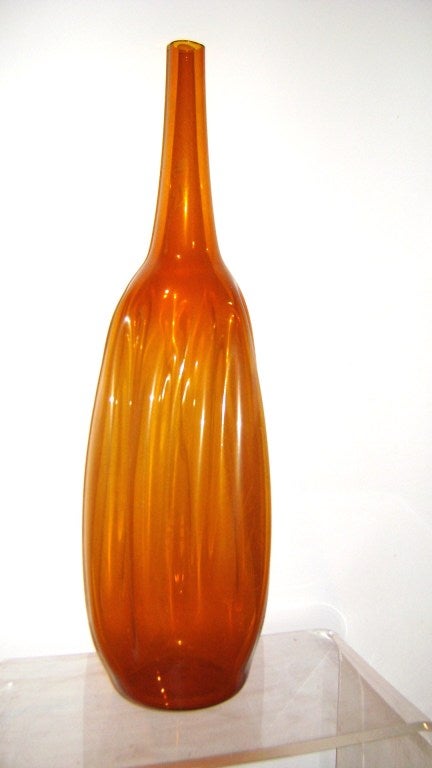 Tall Zeller Amber Glass Vase