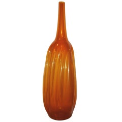 Vintage Tall Zeller Amber Glass Vase