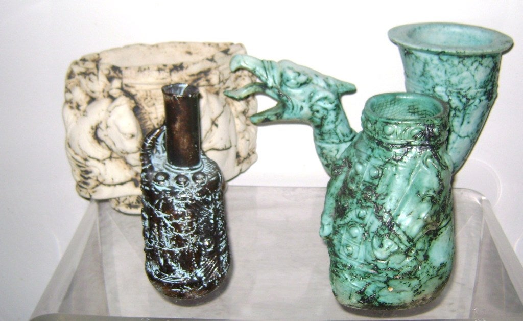 SALE!- 4 Art Pottery  Russian Studio Modern Equestrian Ceramic Vases