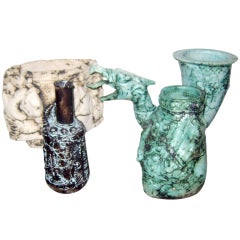 SALE!- 4 Art Pottery  Russian Studio Modern Equestrian Ceramic Vases