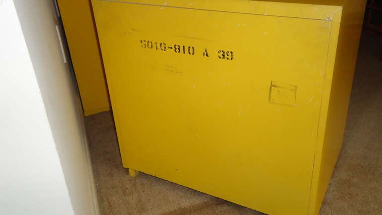 Late 20th Century Stunning Canary Yellow Pair of Commodes Mid Century Modern For Sale