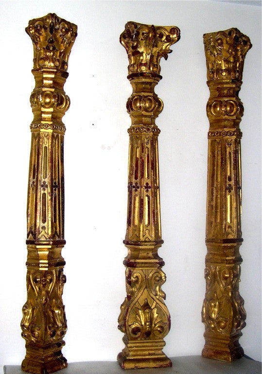 Empire Rare 19th Century Russian Set of Three Gilded Half Columns For Sale