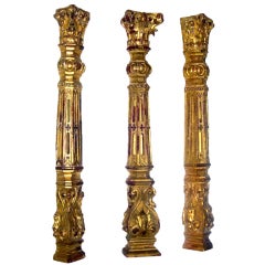 Antique Rare 19th Century Russian Set of Three Gilded Half Columns