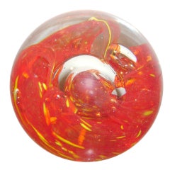 1970th Large Glass Controlled bubble paperweight