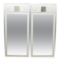 Pair of Greek Key Mid Century Modern Mirrors