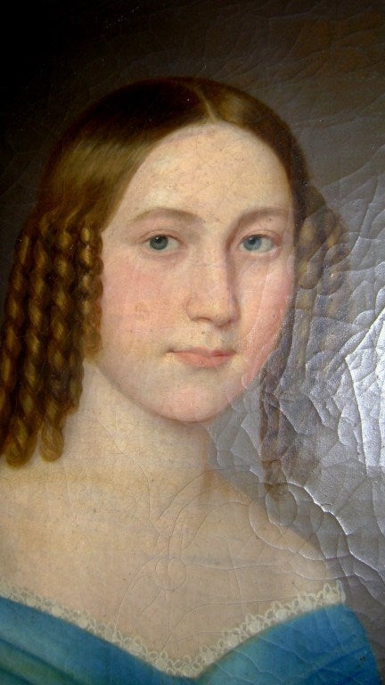 Canvas Austrian Biedermeier Portrait of a Noblewoman For Sale