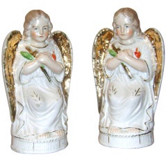 Pair of 19 th c Biedermeier porcelain Angels