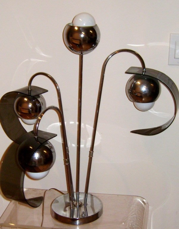 Lightolier 1950s Chrome Center Table Lamp
