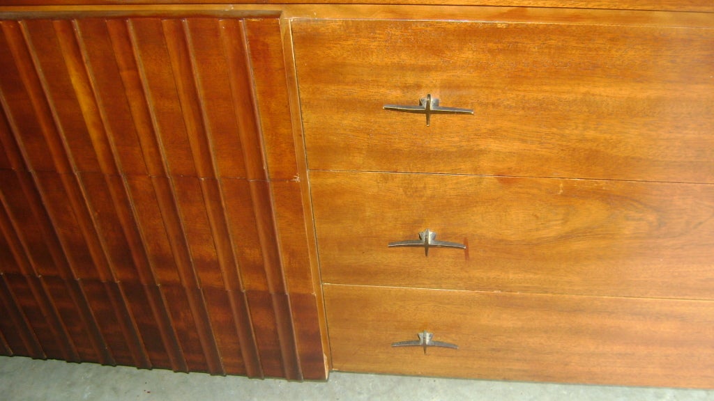 Mid-Century Modern 1960' John Widdicomb Mahagony Long Dresser with Brass Star Hardware For Sale