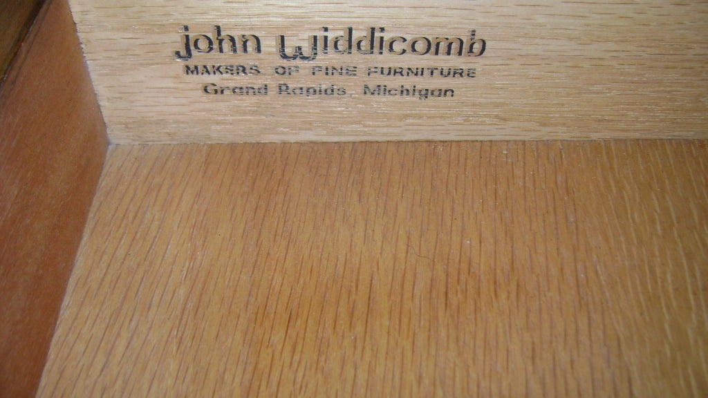 American 1960' John Widdicomb Mahagony Long Dresser with Brass Star Hardware For Sale