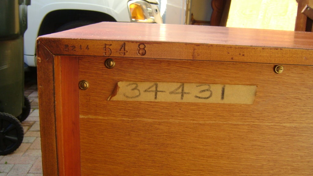 Late 20th Century 1960' John Widdicomb Mahagony Long Dresser with Brass Star Hardware For Sale