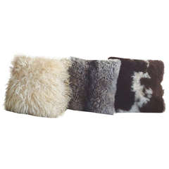 Three Lamb Wool Fur Pillows