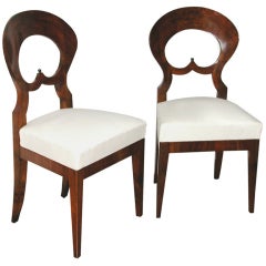 Antique Classical Elegance- Pair of Austrian Walnut Biedermeier Chairs