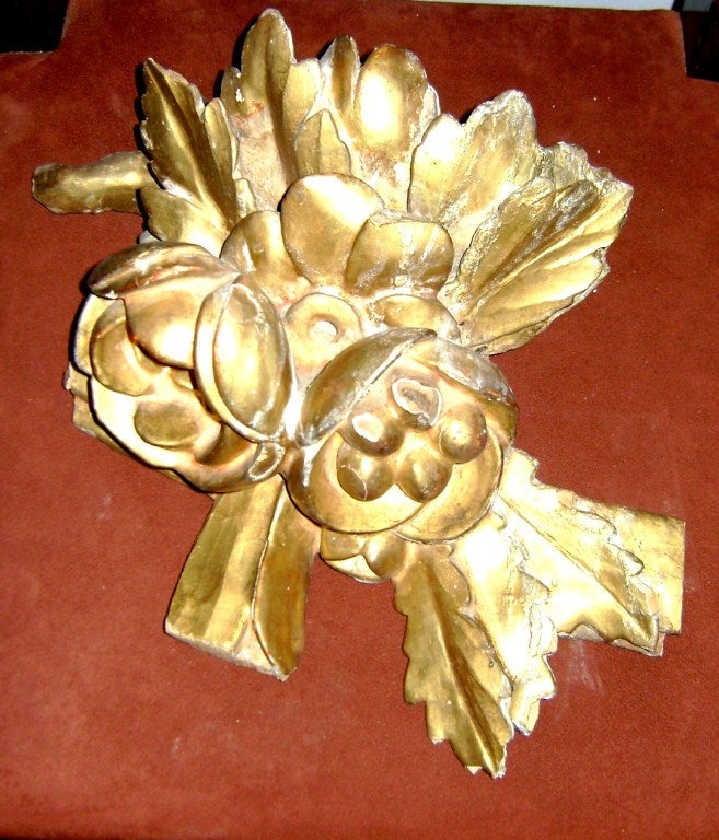 Gustavian Baroque  18 c Gold Leaf Wood Architectural Floral Fragment