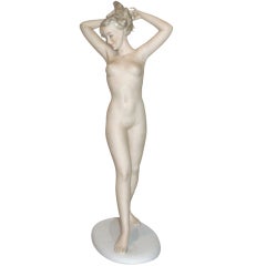 Female  Nude Sculpture Bisque Porcelain 20 th c Modern