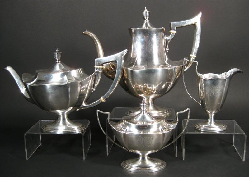 Gorham Silver Monogrammed Tea Coffee Set