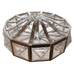 Multifaceted Lucite Chrome Mid Century Modern Chandelier