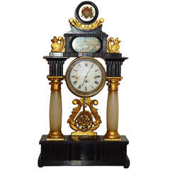 1820 19 th c Biedermeier Three Quater Repeteef Portico Clock