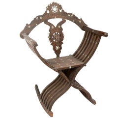 Savonarola Folding Rocking Intarsia Chair