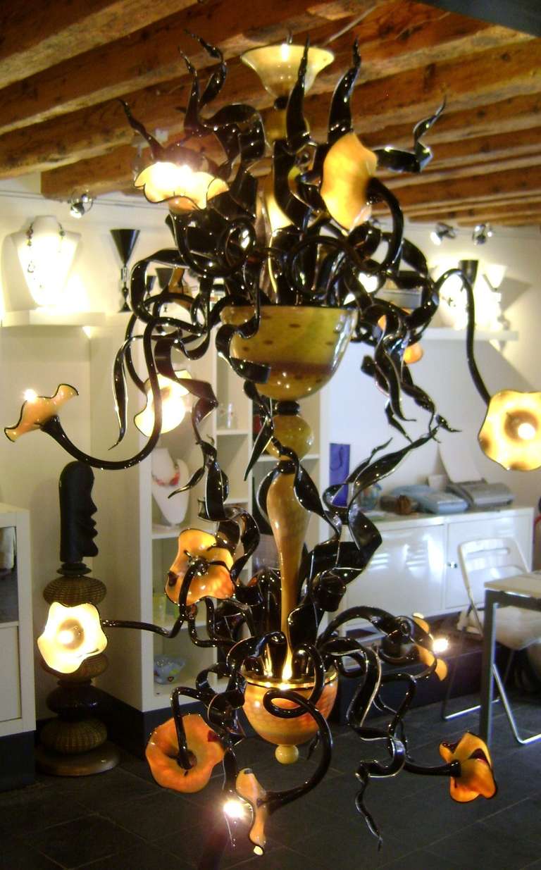 Splendid Modern Murano Glass Two Tier Chandelier