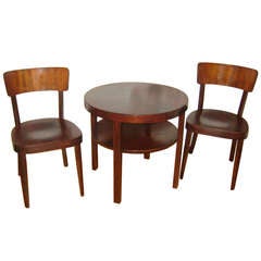Viena Secession Thonet Parlor Table and Two Chairs Set 1920