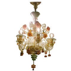 Venetian Murano Glass Chandelier with Fruits and Flowers
