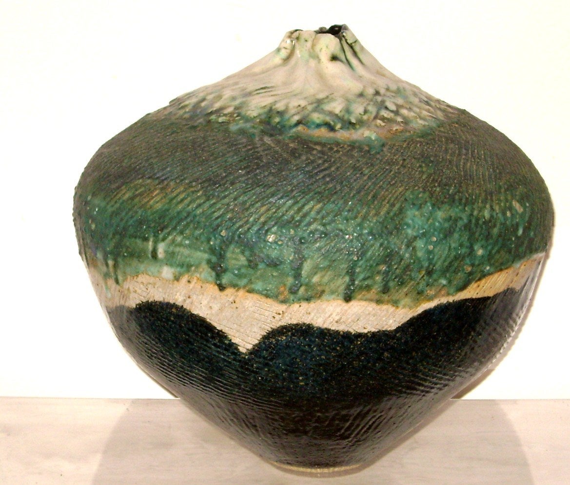R. Carlson Stoneware Pottery Modern Vase For Sale