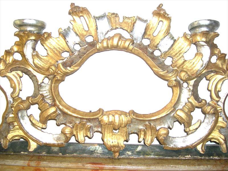 Two Italian 18 th c Baroque Gilded  Altar Candelabra In Good Condition For Sale In Boca Raton, FL