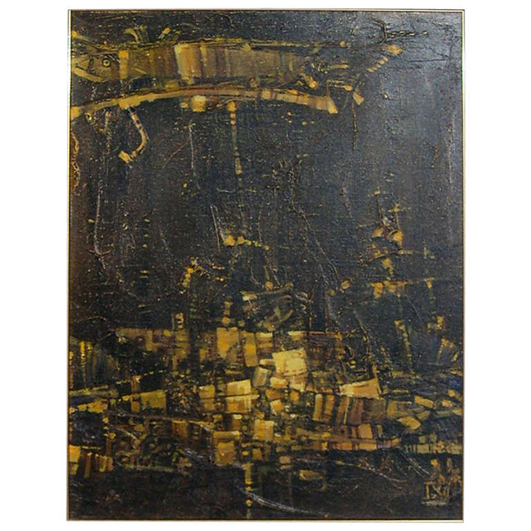 20 th c Modern Russian Oil on Canvas Abstract Dyptich, signed For Sale