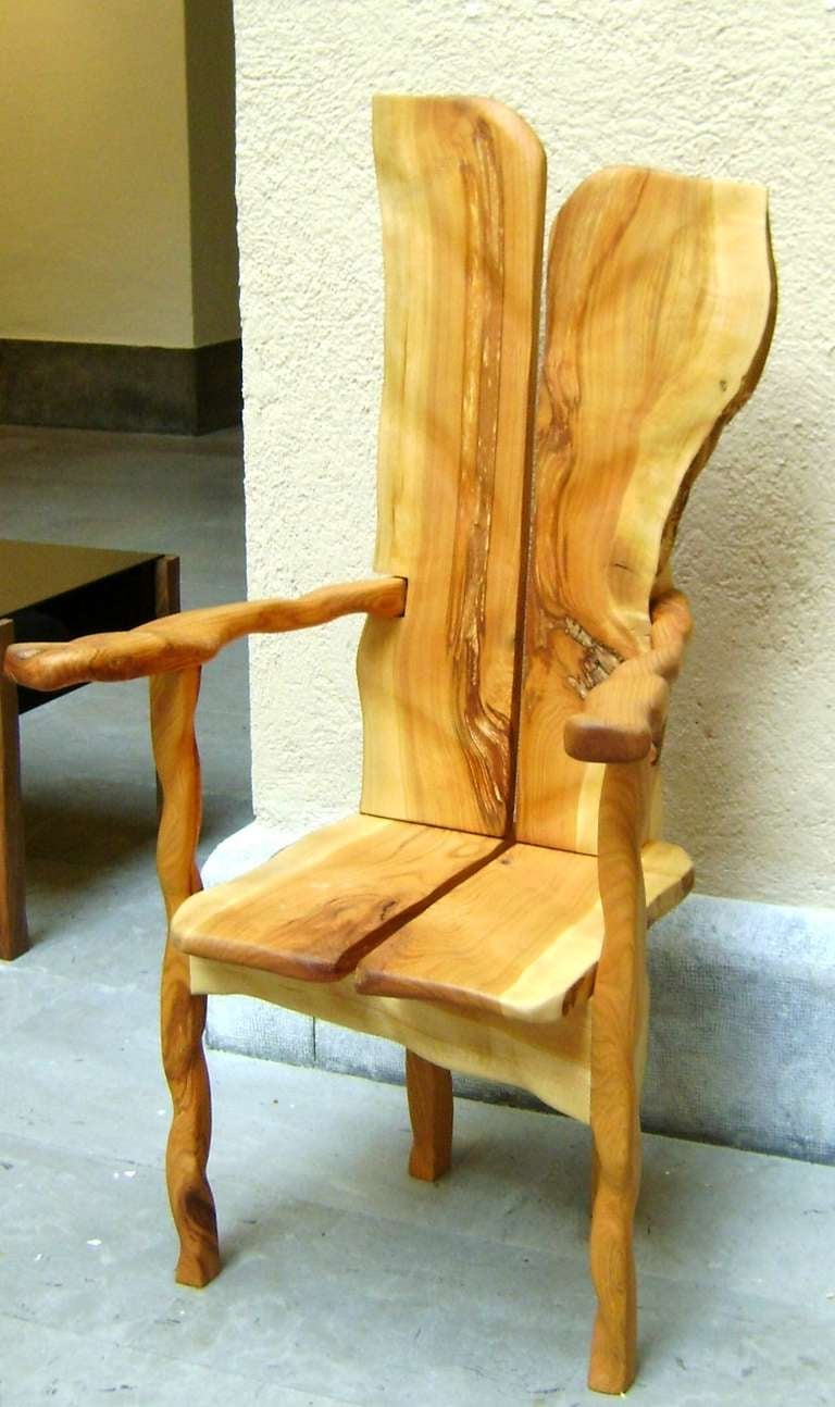Modern Cherry Wood Andirondak Throne Chair