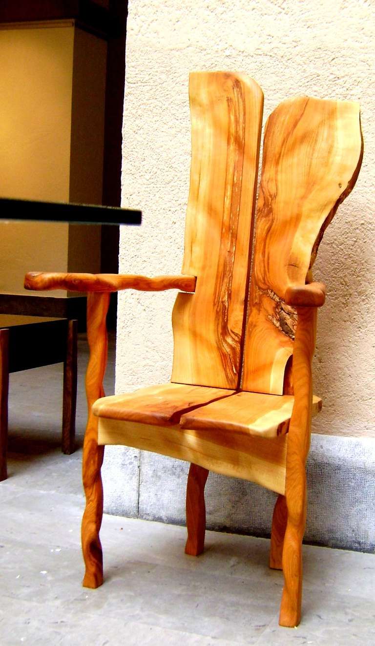 Slovak Cherry Wood Andirondak Throne Chair