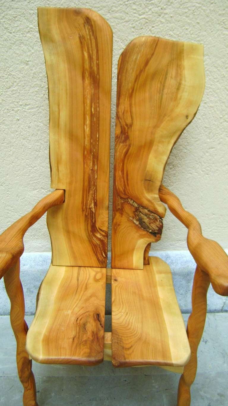 Cherry Wood Andirondak Throne Chair In Excellent Condition In Boca Raton, FL