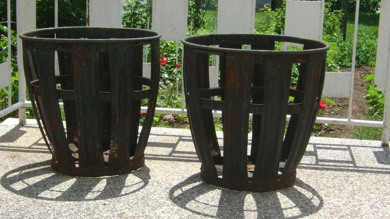 Large pair of metal watebasckets/ flower pots.