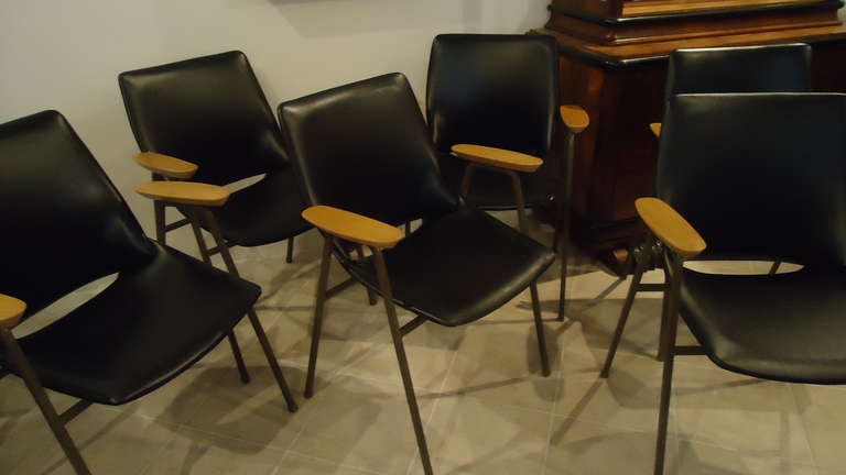 4 Italian  Mid Century Modern Vynil Chairs