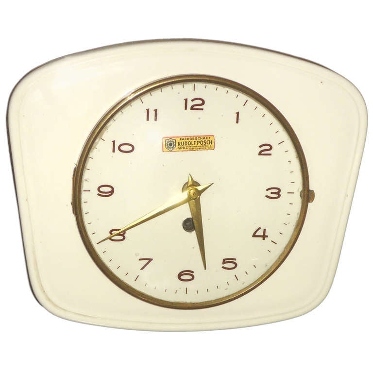 Mid-Century Modern Mechanical Wall Clock For Sale
