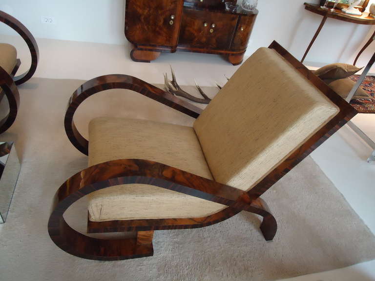 Stunning Pair of Art Deco 1920 th  Armchairs w Massacar In Excellent Condition In Boca Raton, FL