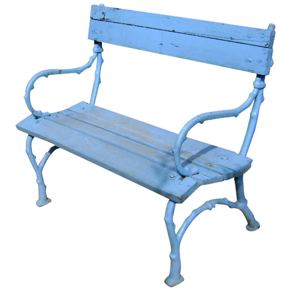 Antique Blue Garden Bench