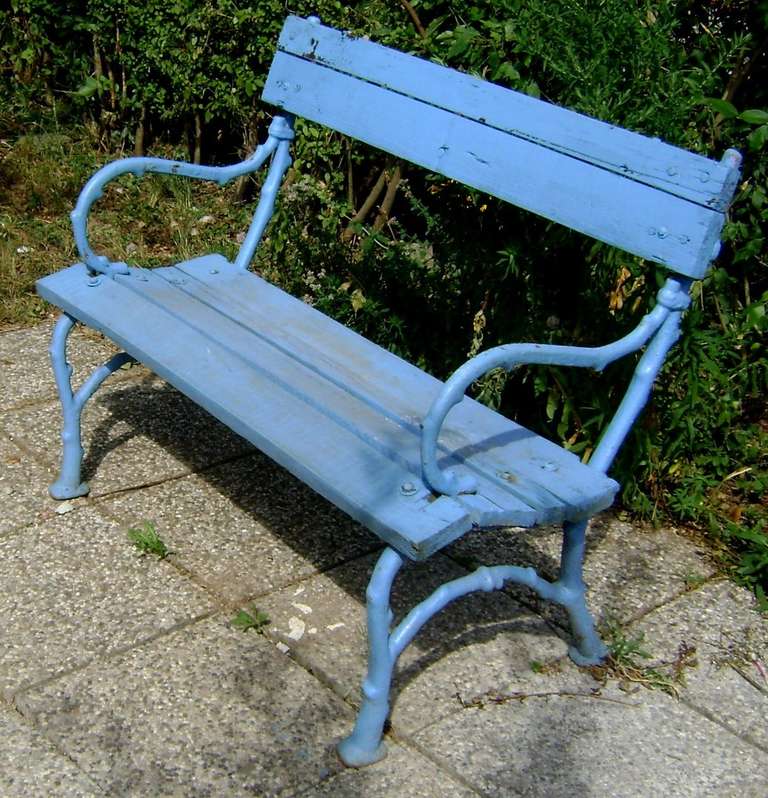 Blue antique garden bench