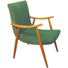 Vintage Italian Mid-Century Modern Green Scoop Chair Carlo di Carli style