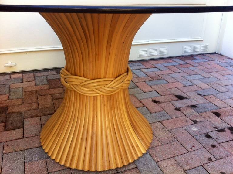 Sheaf of Wheat Rattan  Dining Table Attr. to McGuire, Mid-Century Modern In Good Condition In Boca Raton, FL