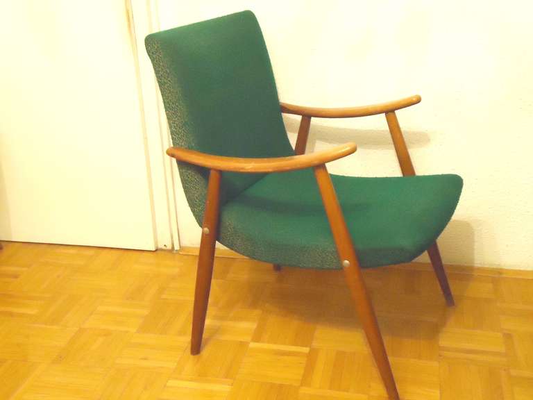 Italian Mid-Century Modern Green Scoop Chair Carlo di Carli style