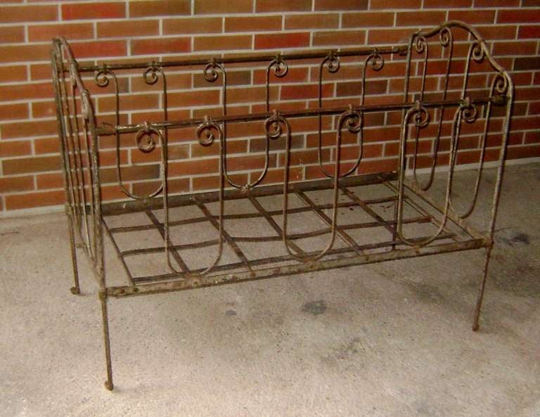 Small Antique 19 th c Iron Folding Bed/Garden/ Sofa
