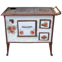 Antique !9 th c EuropeanIron Enamel Kitchen Stove