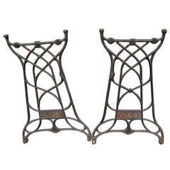 Pair of 19 th c  Used Iron Bases