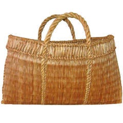 Large Handwoven Straw Meat Basket